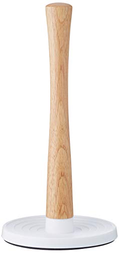 Stelton ROLL-IT Kitchen Roll Holder - Standing Roll Holder - Wooden shaft, plastic base, non-slip - Made of high-quality rubber wood & silicone - Modern Scandinavian design - White on sale